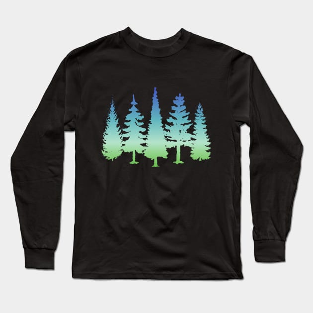 Mysterious Forest Landscape Silhouette Streetwear Fashion Long Sleeve T-Shirt by PallKris